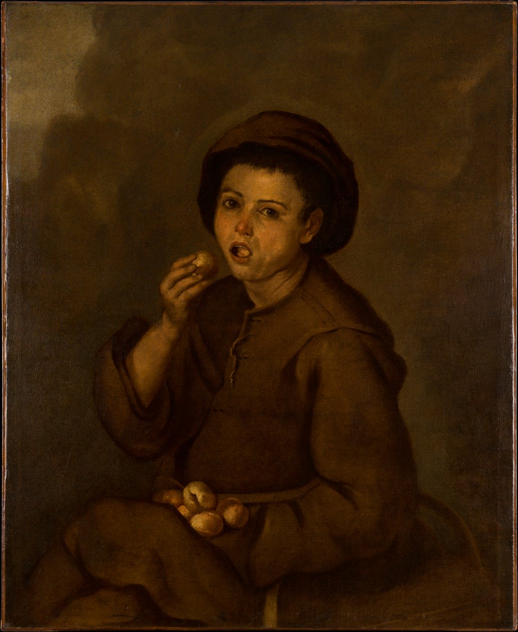Gutt som spiser ferskener av Bartolomé Esteban Murillo