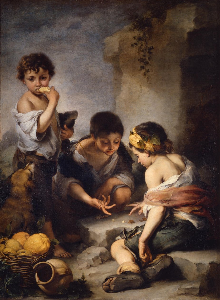 Gutter som spiller terninger av Bartolomé Esteban Murillo