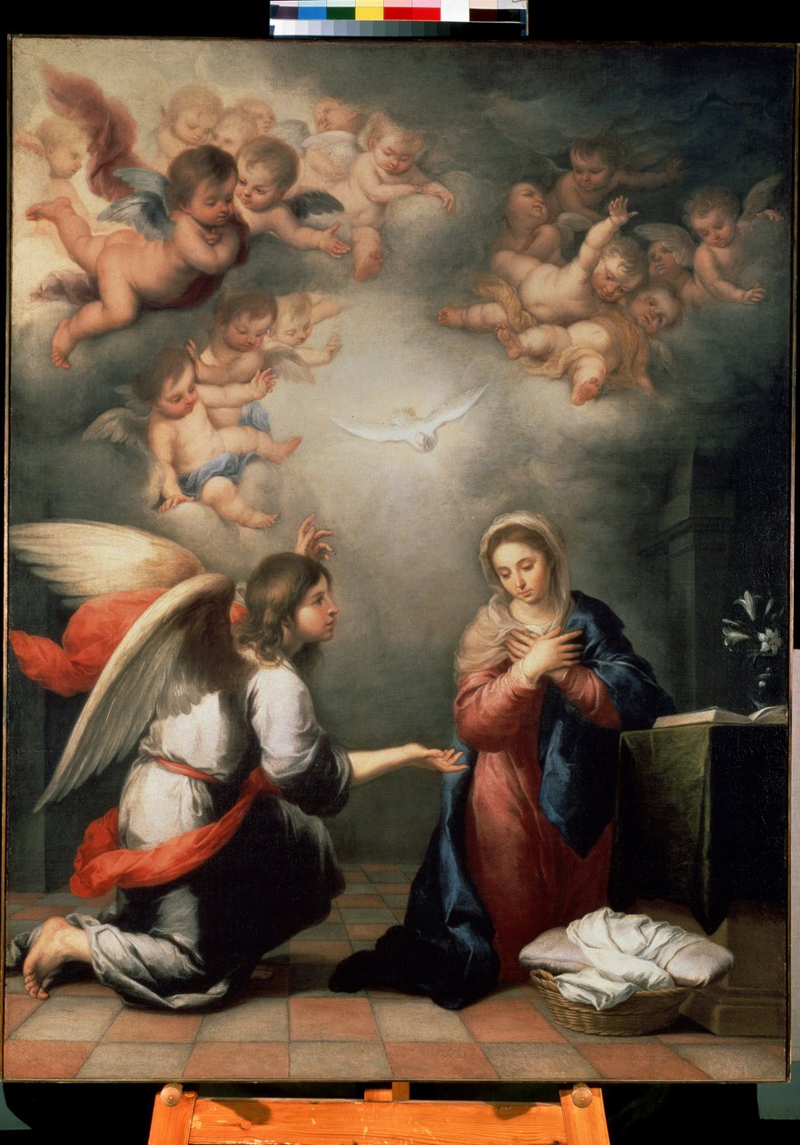 Kunngjøringen. Maleri av Bartolome Esteban Murillo (1617-1682), ca. 1660. Spansk kunst, barokkstil. Eremitasjemuseet, St. Petersburg. av Bartolomé Esteban Murillo