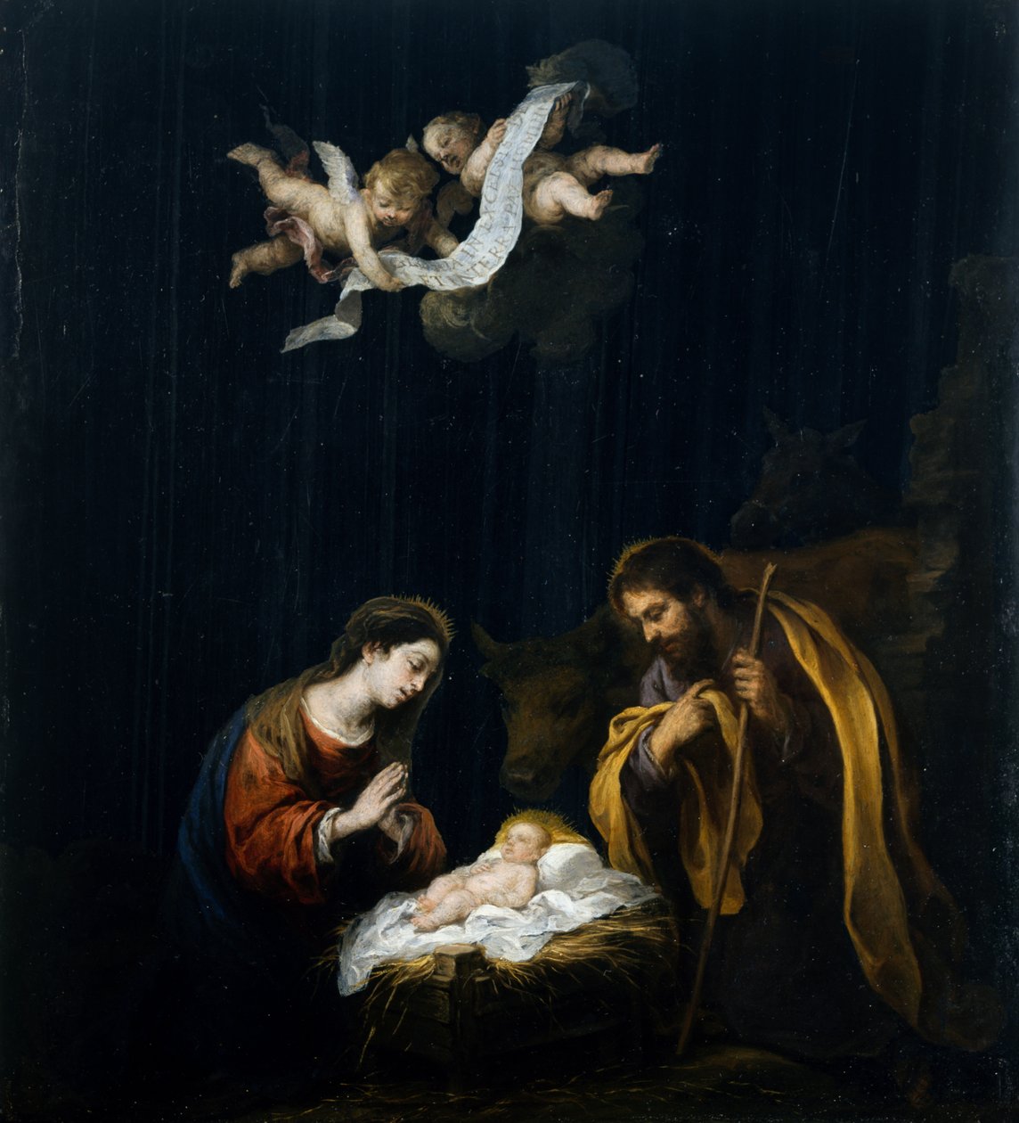 The Nativity, ca. 1665-70 (olje på obsidian) av Bartolomé Esteban Murillo