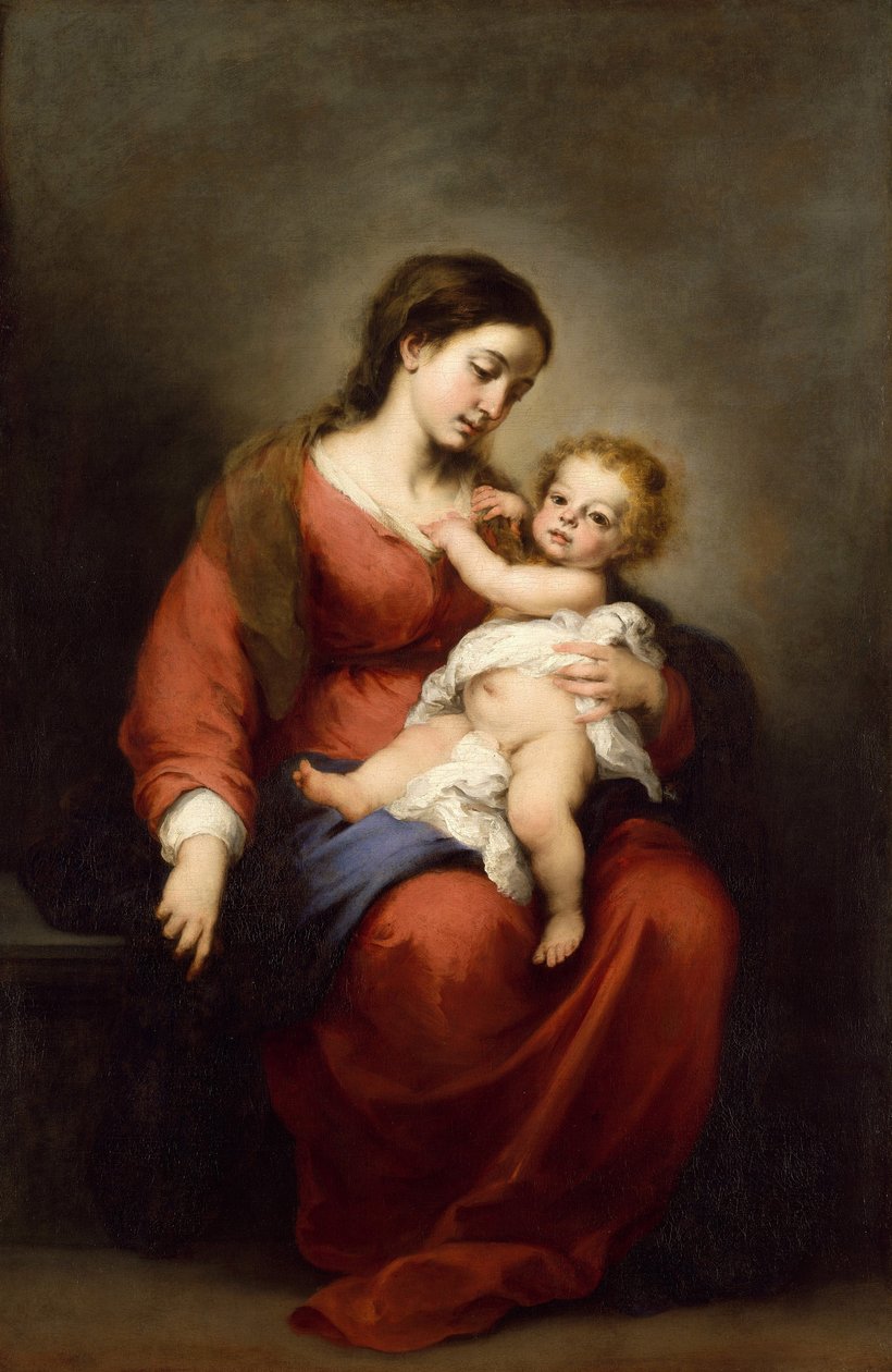 Jomfru og barn, ca. 1670-72 (olje på lerret) av Bartolomé Esteban Murillo