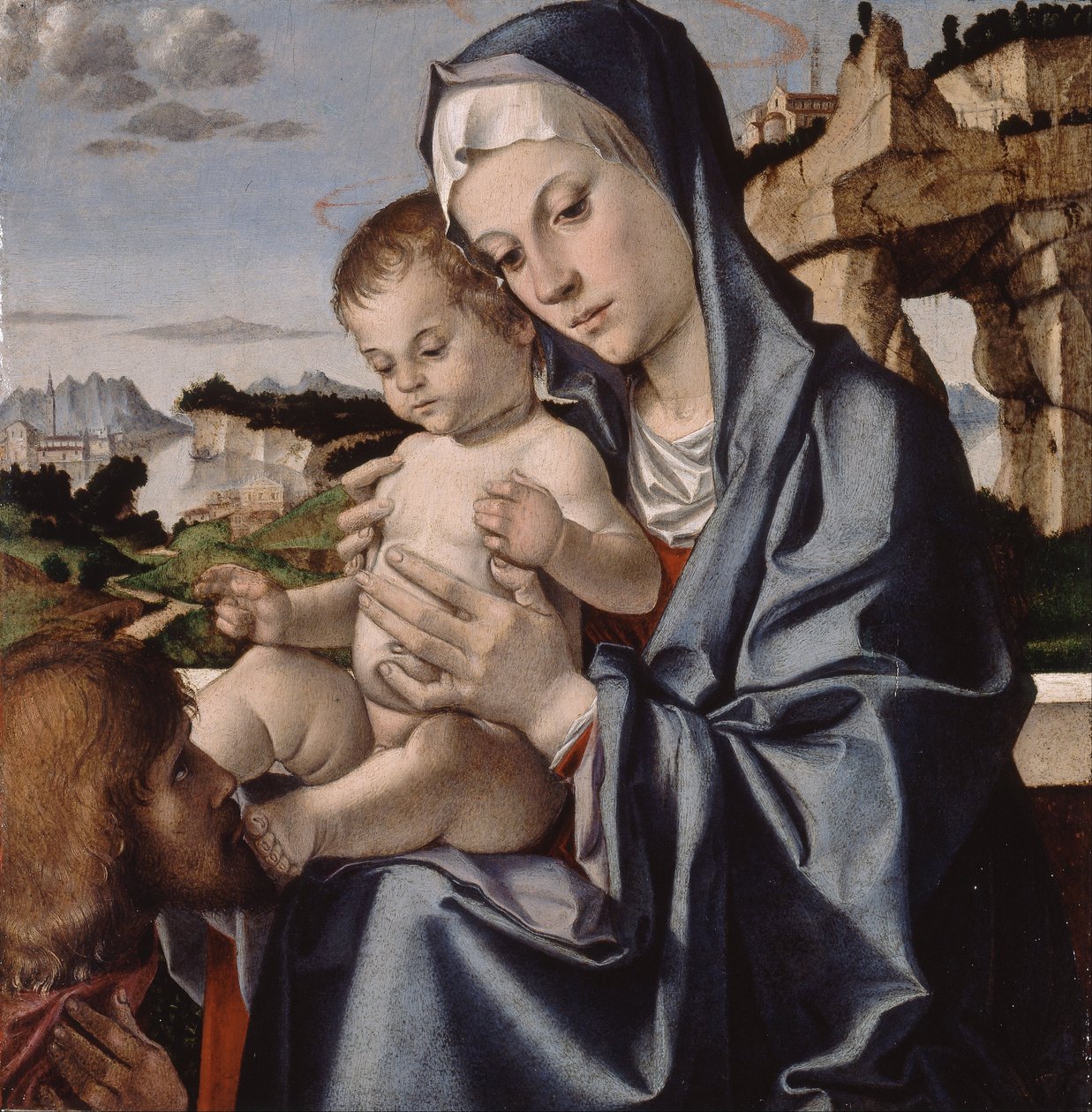 Jomfruen og barnet med en helgen av Bartolomeo Montagna