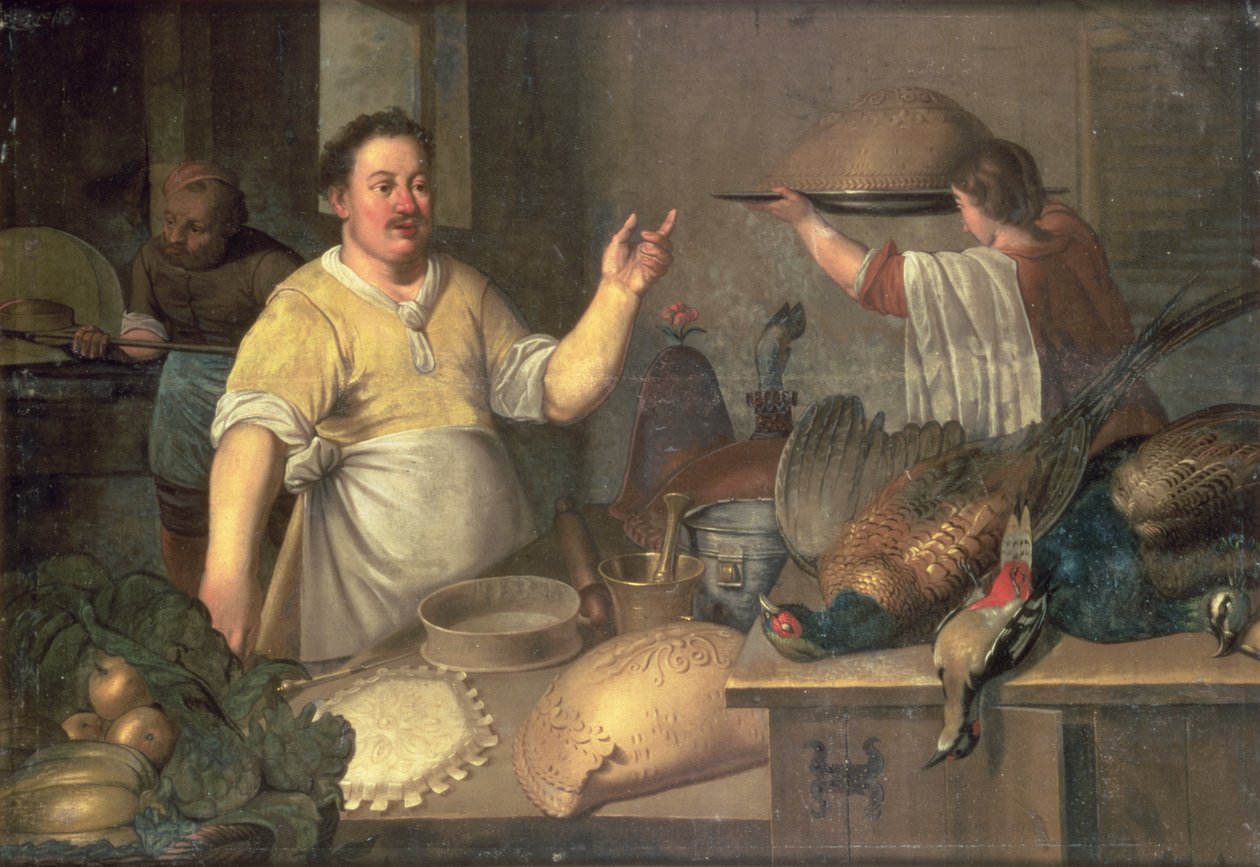 En baker tilbereder paier av Bartolomeo Passaroti