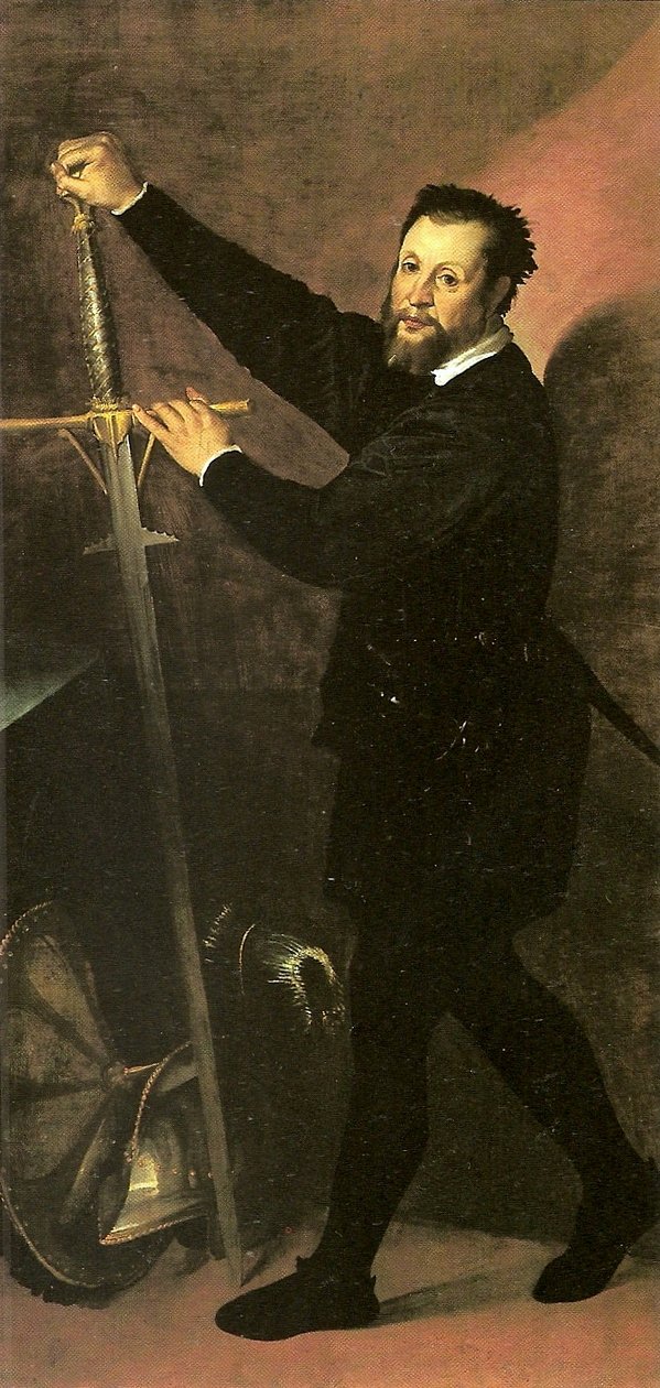Portrett av en mann med sverd eller portrett av en rustning av Bartolomeo Passarotti