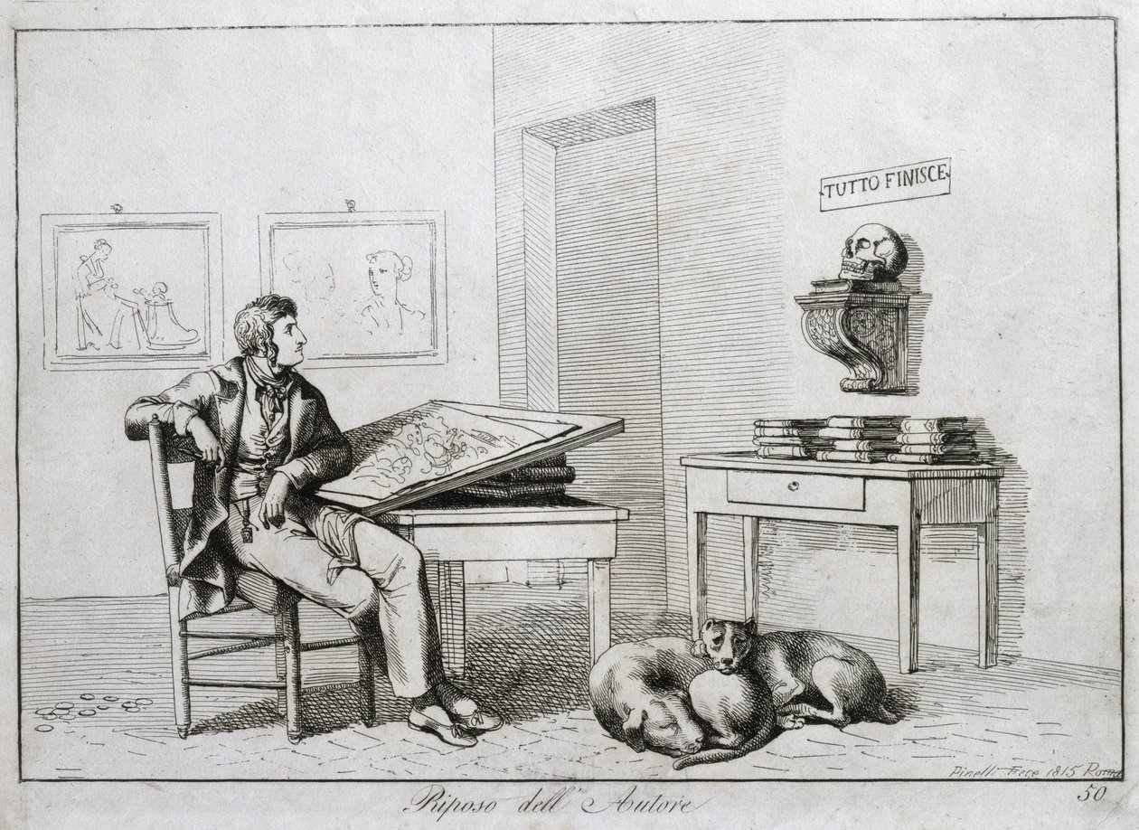 Kunstnerens hvile, 1815 av Bartolomeo Pinelli