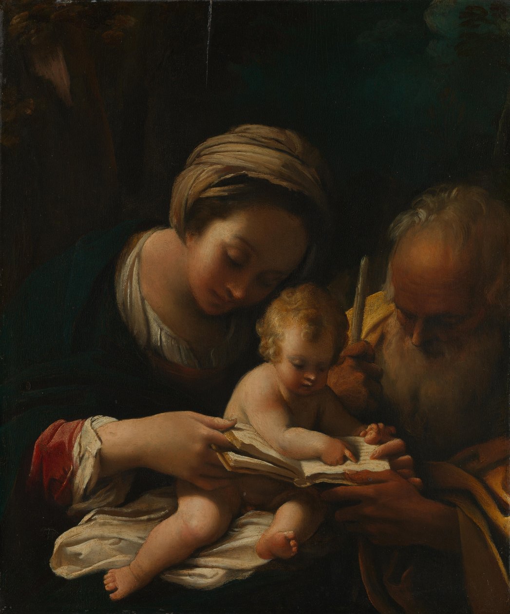 Den hellige familie med jomfruen som lærer barnet å lese av Bartolomeo Schedoni