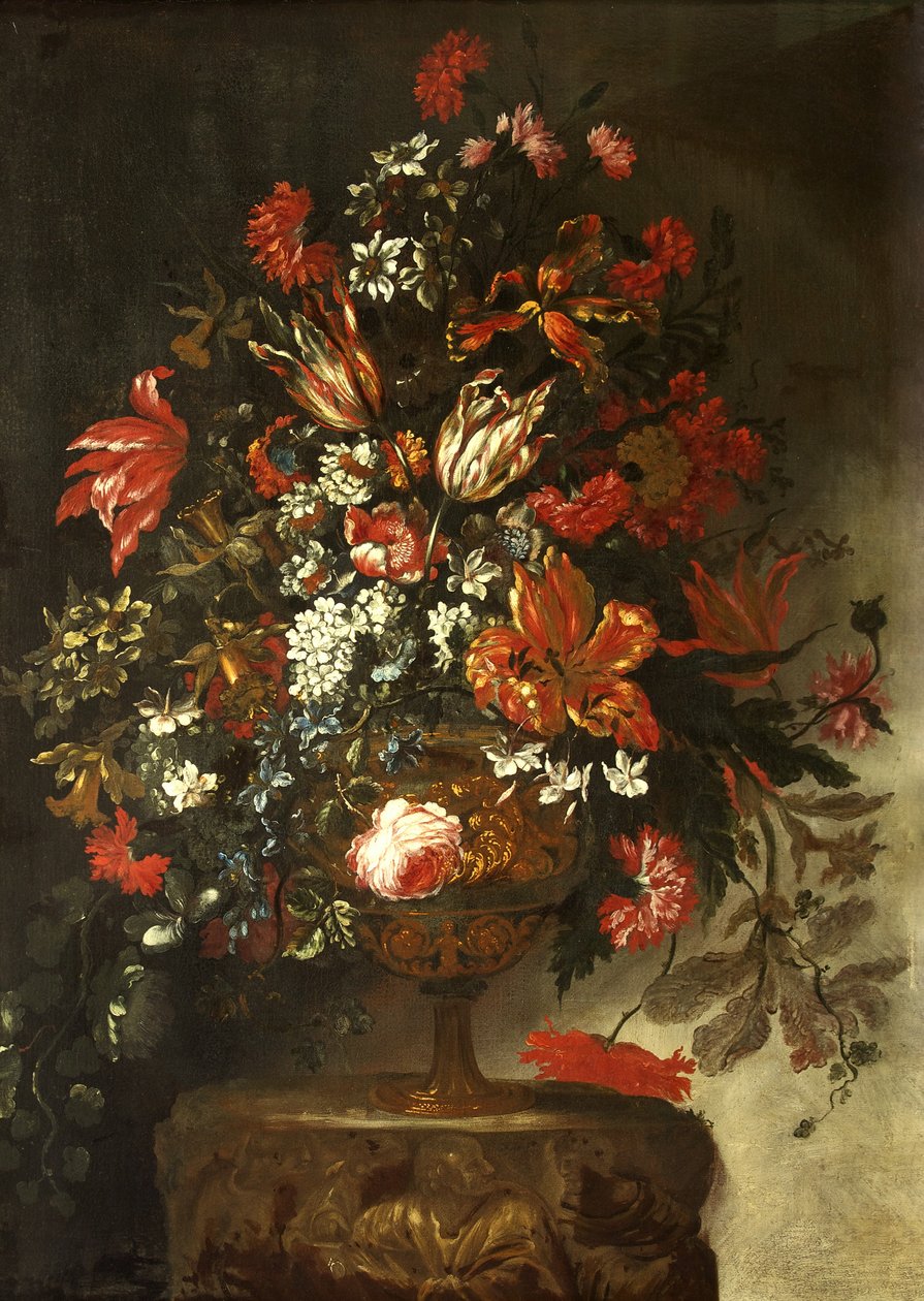 Blomsterstykke, ca. 1700 (olje på lerret) av Bartolomeo Bimbi