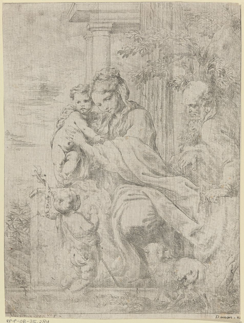 Hellig familie med den unge døperen Johannes av Bartolomeo Biscaino