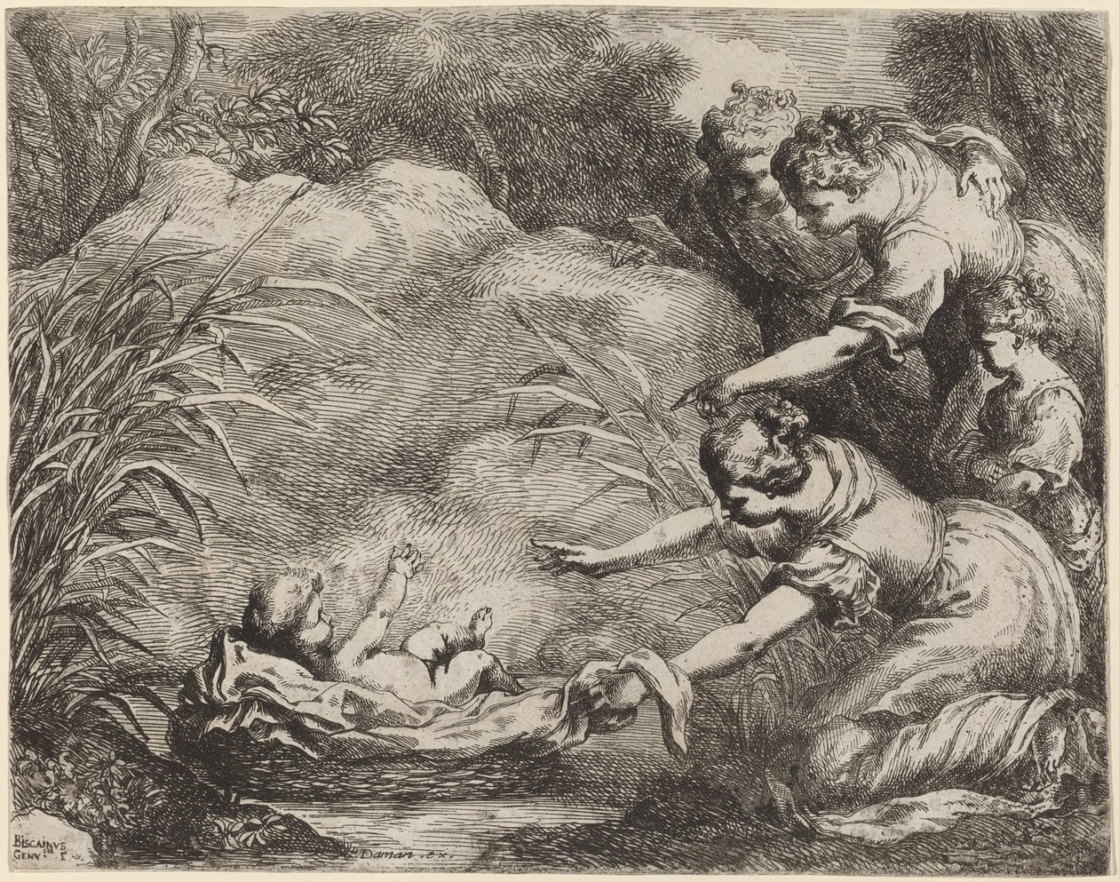 Funnet av Moses. av Bartolomeo Biscaino