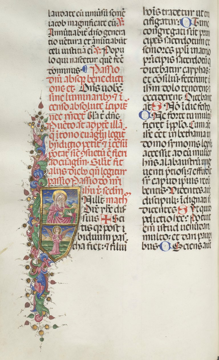 Missale: Fol. 116: Saint Matthew with Angel, 1469. av Bartolomeo Caporali