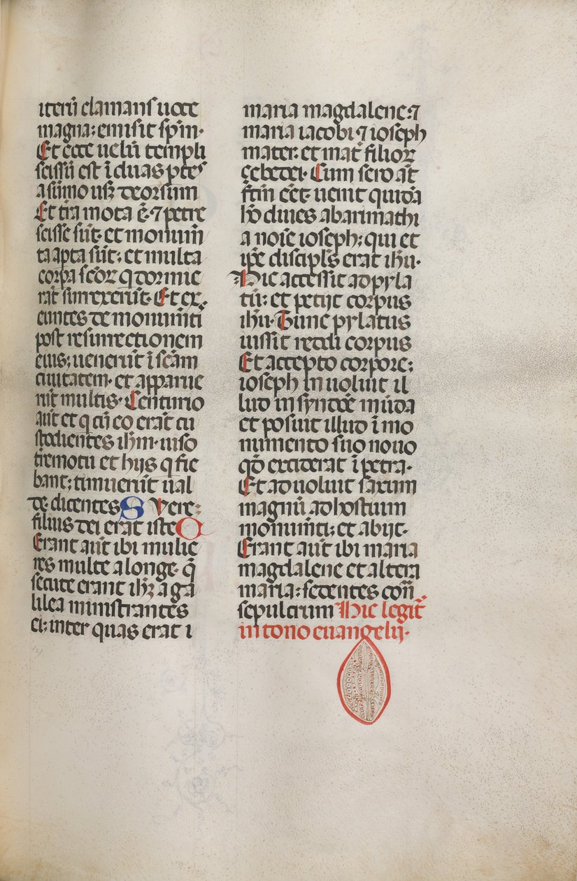 Missale: Fol. 122: inneholder musikk for Hely Hely Lama etc. innenfor St. Mattion Passion, 1469. av Bartolomeo Caporali