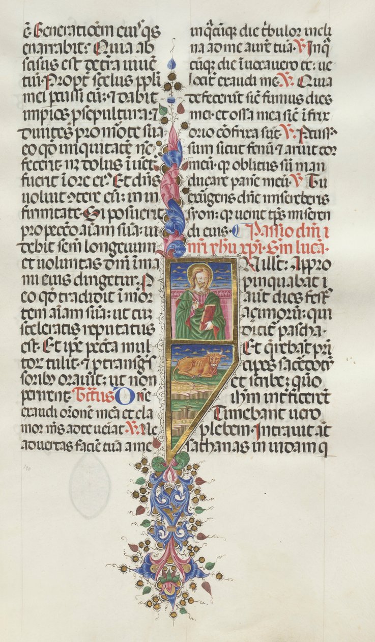 Missale: Fol. 131: Saint Luke med Bull, 1469. av Bartolomeo Caporali