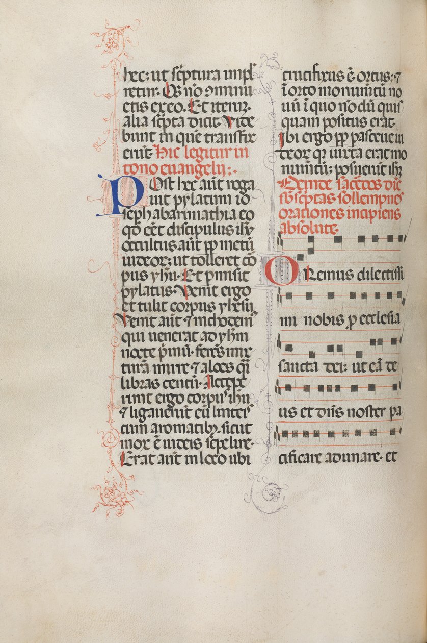 Missale: Fol. 145v: Musikk til forskjellige bønner, 1469. av Bartolomeo Caporali