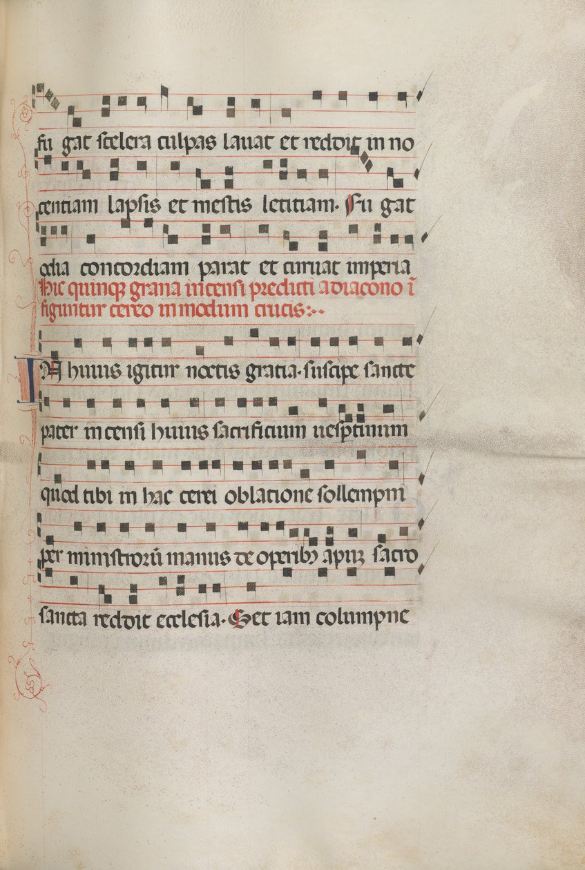 Missale: Fol. 156: Music for Exultet, 1469 av Bartolomeo Caporali
