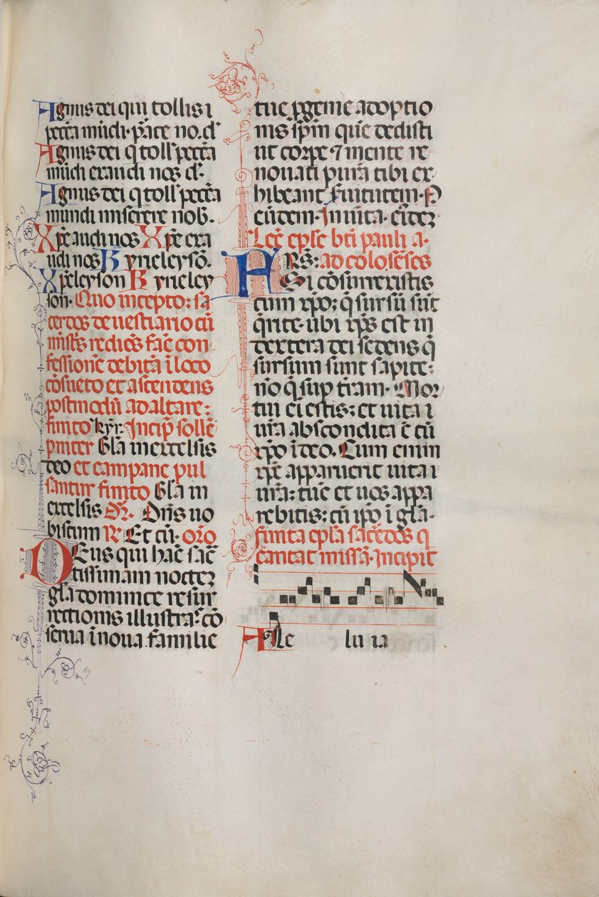 Missale: Fol. 171: Musikk for Alleluia etc. ved begynnelsen av påsken, 1469. av Bartolomeo Caporali
