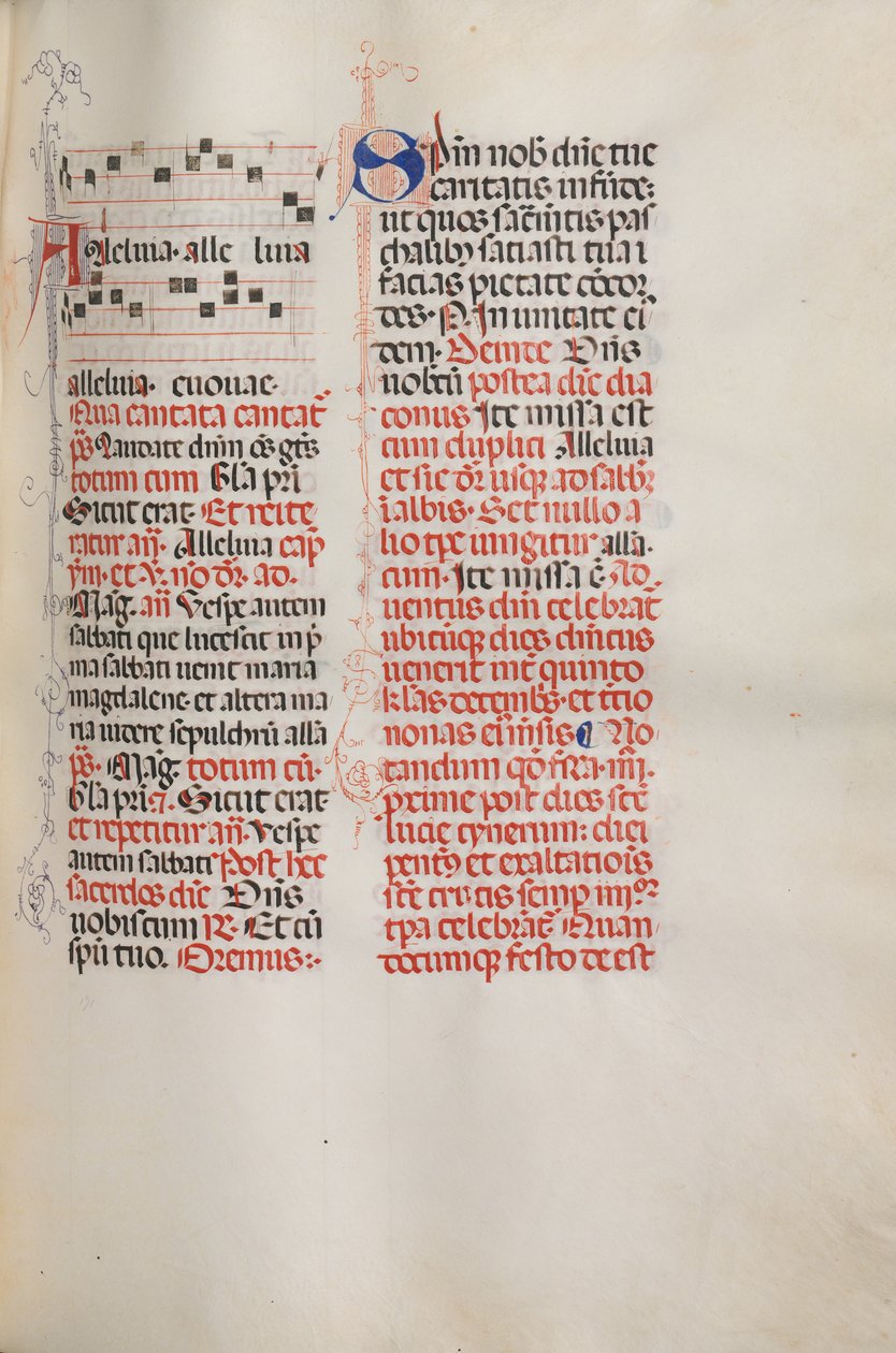 Missale: Fol. 173: Musikk for Alleluia etc. ved begynnelsen av påsken, 1469. av Bartolomeo Caporali