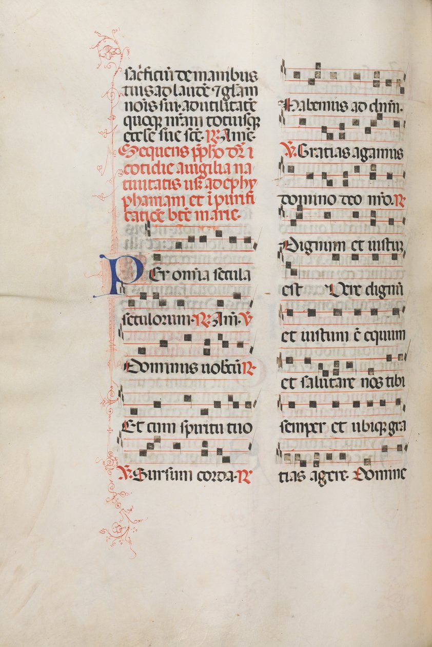 Missale: Fol. 176v: Musikk til forskjellige vanlige bønner, 1469. av Bartolomeo Caporali