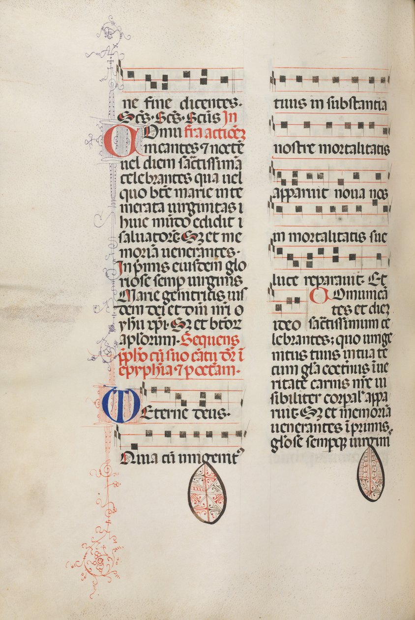 Missale: Fol. 177v: Musikk til forskjellige vanlige bønner, 1469. av Bartolomeo Caporali