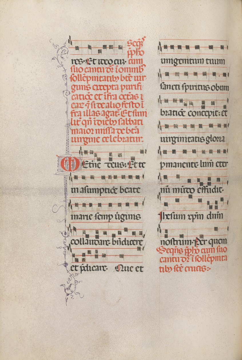 Missale: Fol. 181v: Musikk til forskjellige vanlige bønner, 1469. av Bartolomeo Caporali