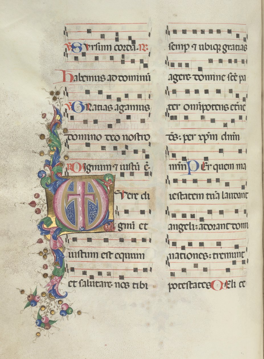 Missale: Fol. 183v: Kors, løvverk, 1469. av Bartolomeo Caporali