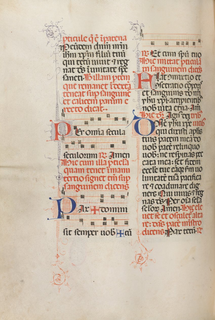 Missale: Fol. 190v: Musikk til forskjellige bønner, 1469. av Bartolomeo Caporali