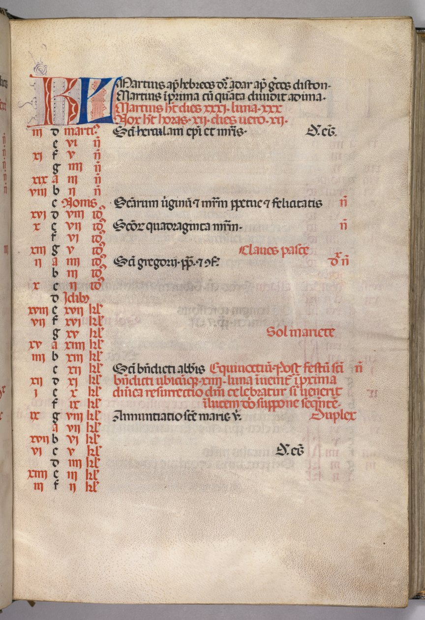 Missale: Fol. 4r: Mars kalenderside, 1469 av Bartolomeo Caporali