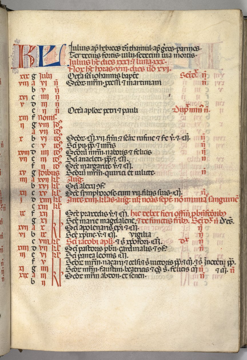 Missale: Høst. ರ್ರ್: Juli-kalenderside, ೧೪೬೯. av Bartolomeo Caporali