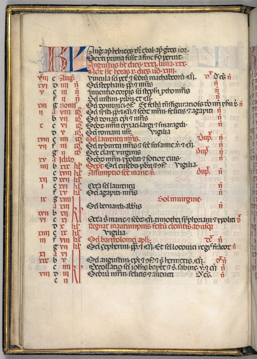 Missale: Høst. :: August kalenderside, ೧೪೬೯. av Bartolomeo Caporali