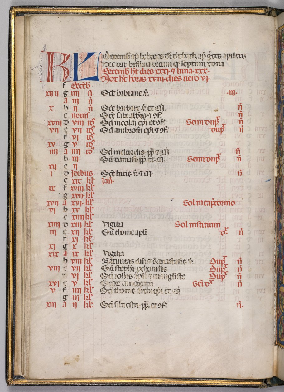 Missale: Høst. :: Desember-kalenderside, ೧೪೬೯. av Bartolomeo Caporali