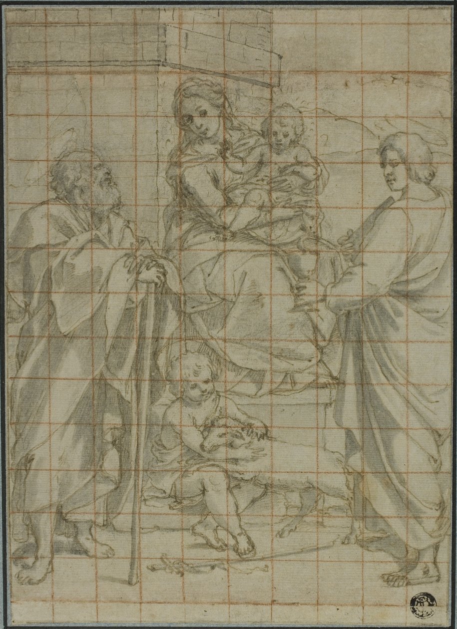 Hellig familie med Johannes evangelisten og spedbarnet døperen Johannes av Bartolomeo Cesi