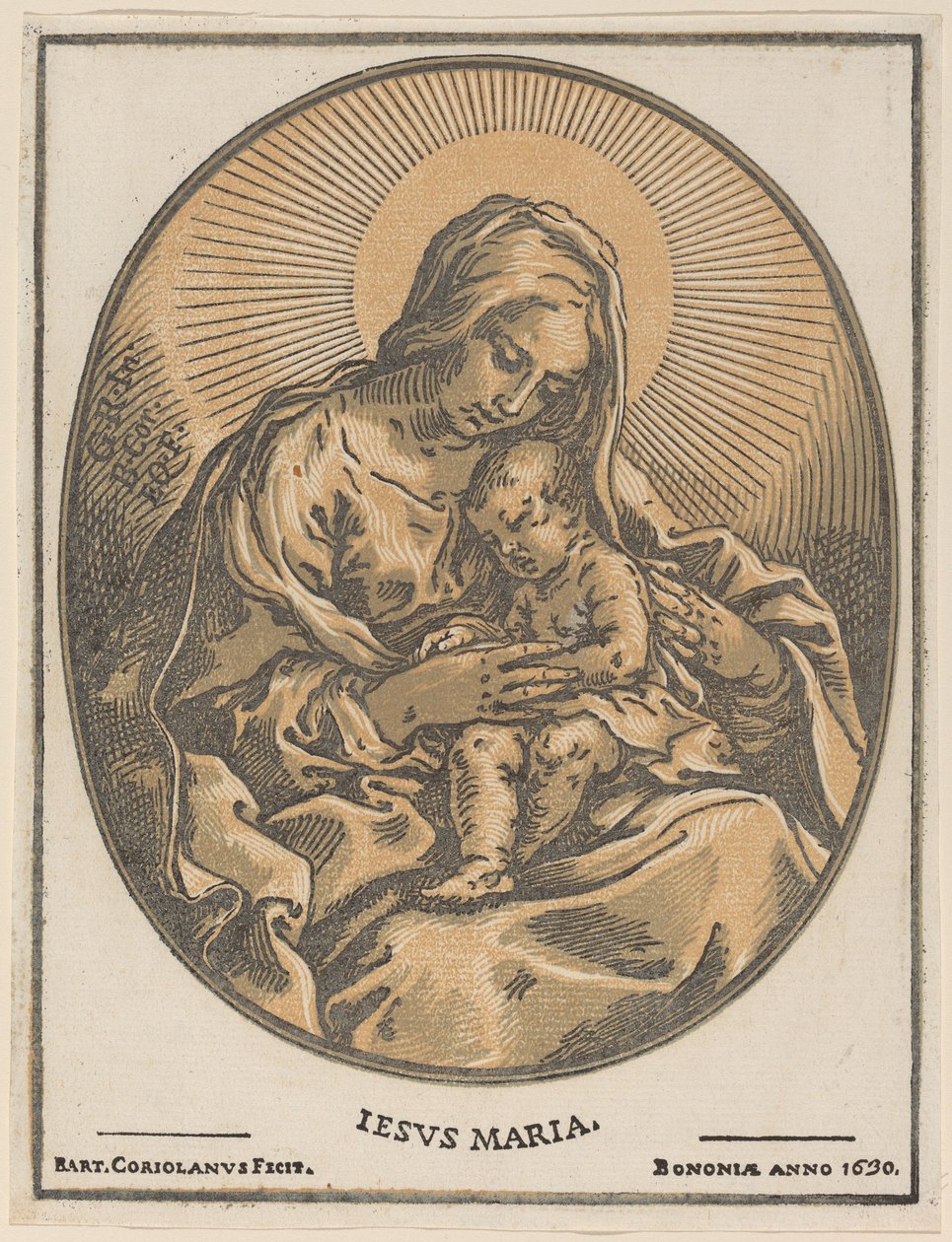 Jomfru og barn av Bartolomeo Coriolano after Guido Reni