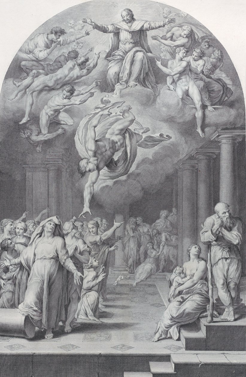 Plate 40: delingen av de utvalgte fra de fordømte, 1756. Skapere: Bartolomeo Crivellari, Gabriel Söderling. av Bartolomeo Crivellari, Gabriel Söderling