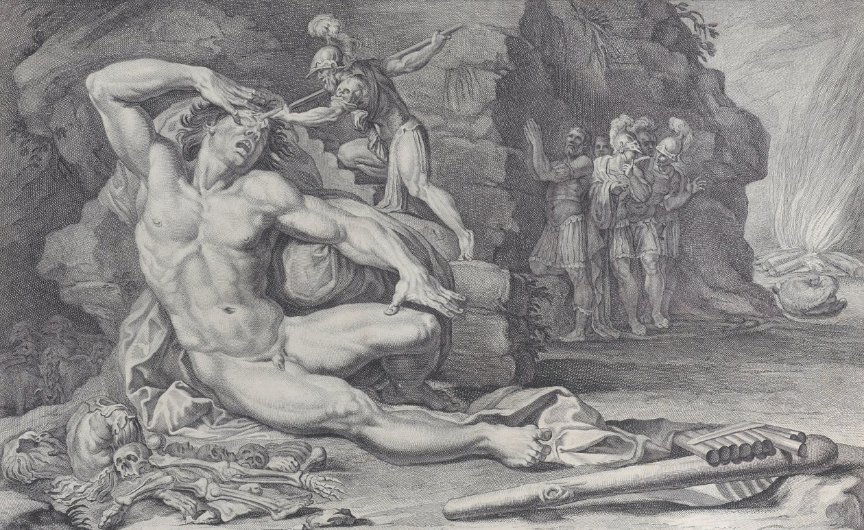 Plate 6: Ulysses kjører en brennende påle inn i Polyphemus