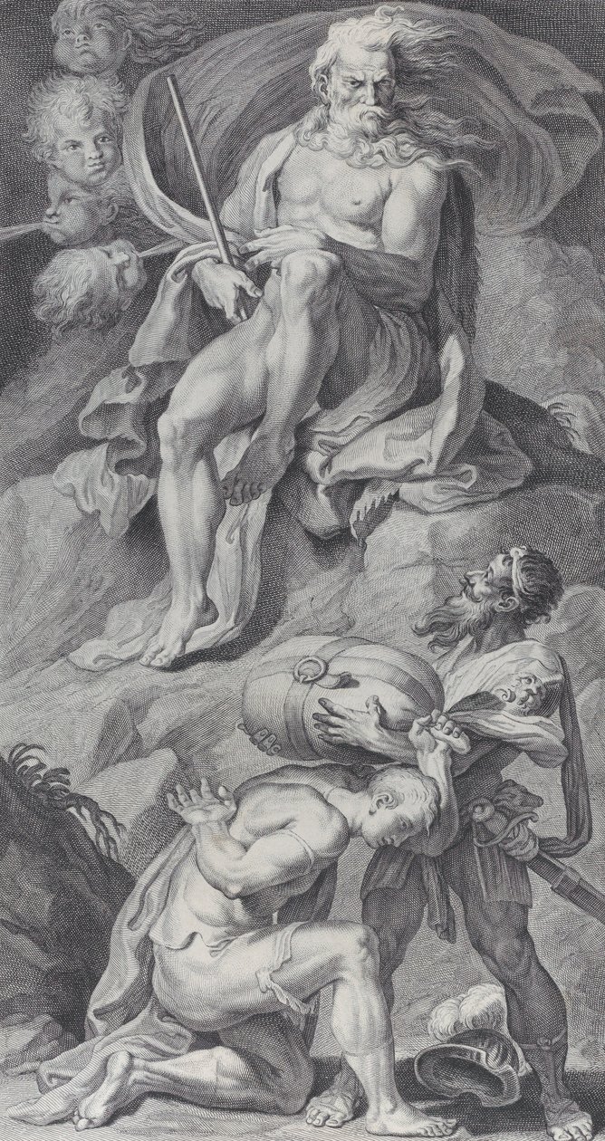 Plate 8: Ulysses mottar vindene i en skinnveske fra Aeolus, 1756 av Bartolomeo Crivellari