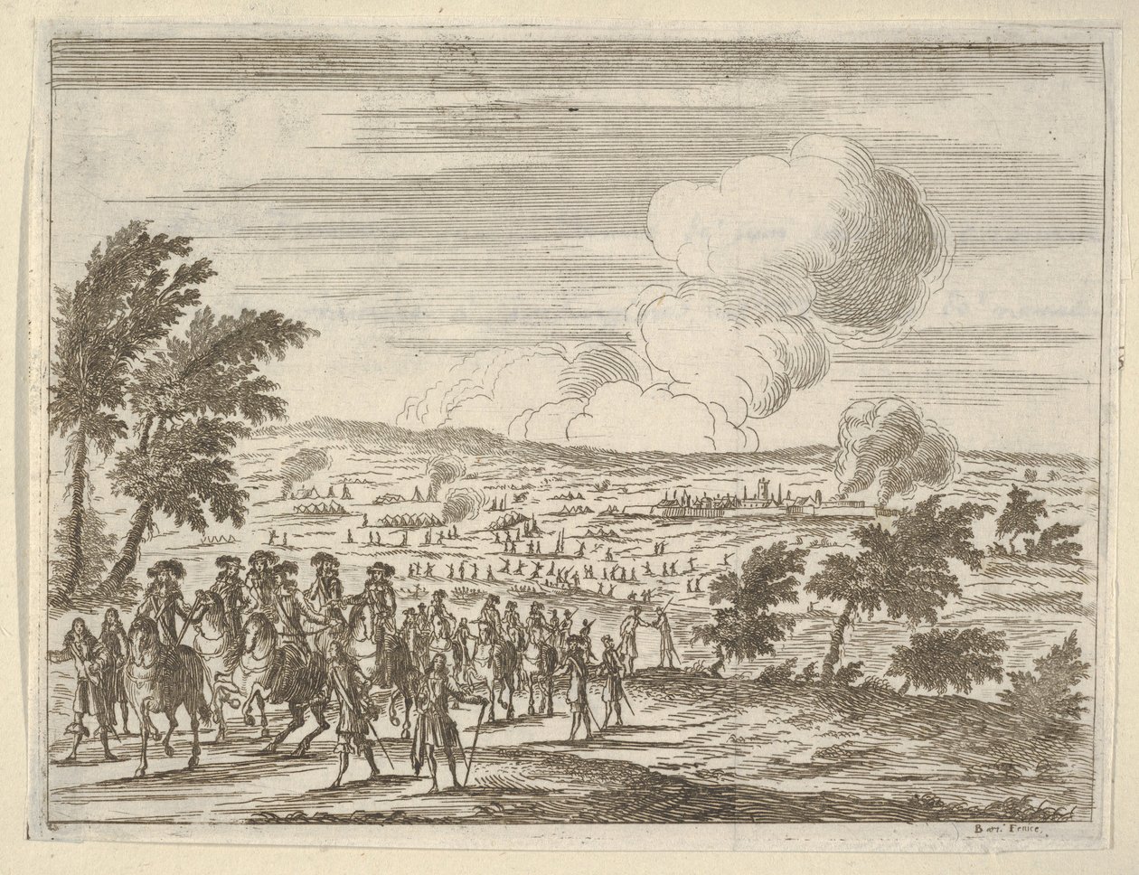 Hertugen og troppene hans ved Casalmaggiore, fra The Idea of ​​a Christian Prince and Hero i ..., 1659. av Bartolomeo Fenice