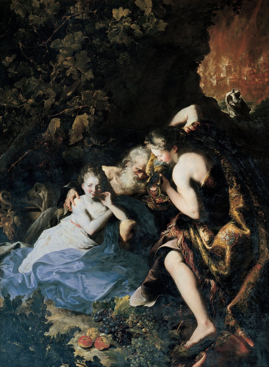 Lot og hans døtre, 1695-1696 av Bartolomeo Guidobono