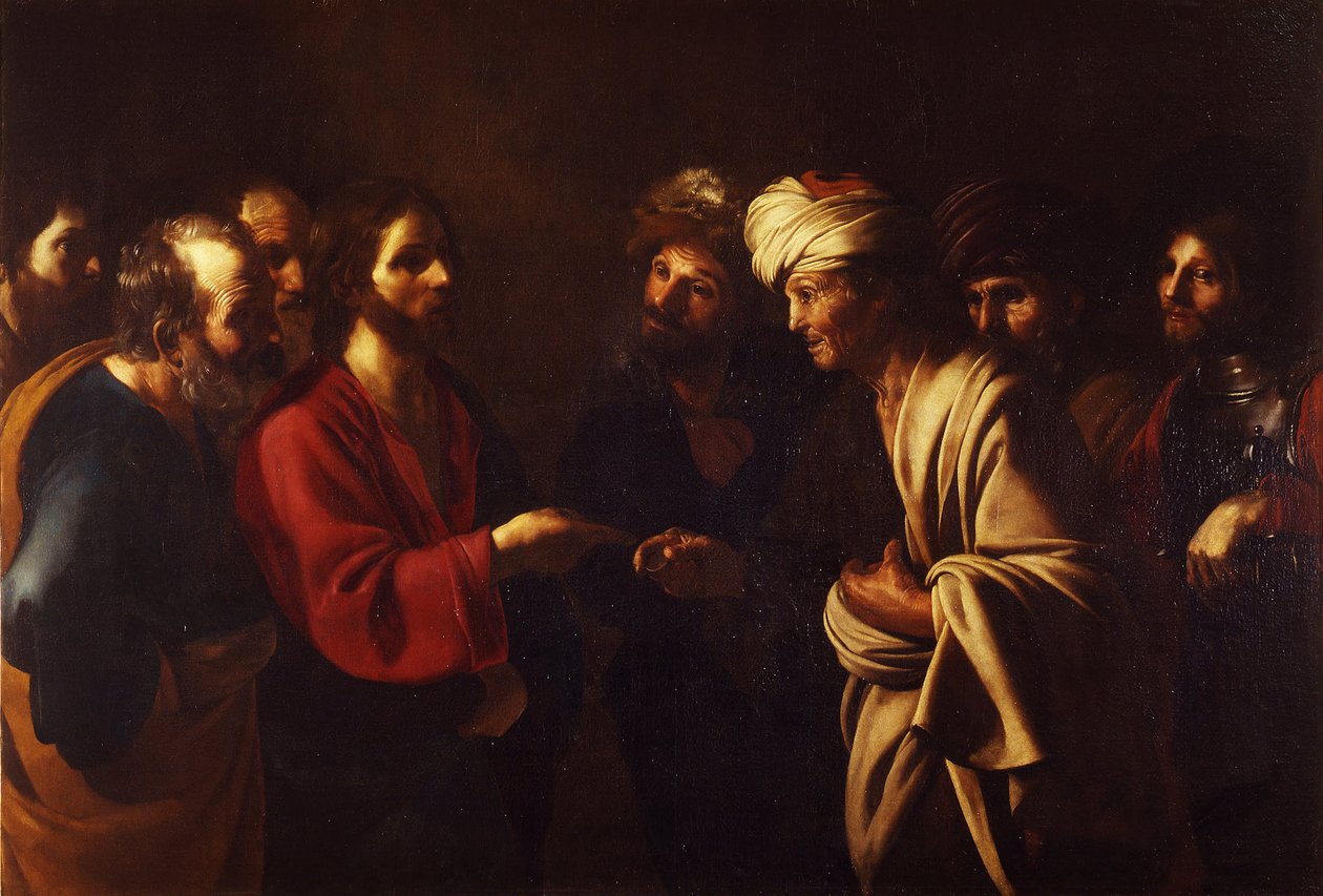 The Tribute Money, ca. 1615 av Bartolomeo Manfredi