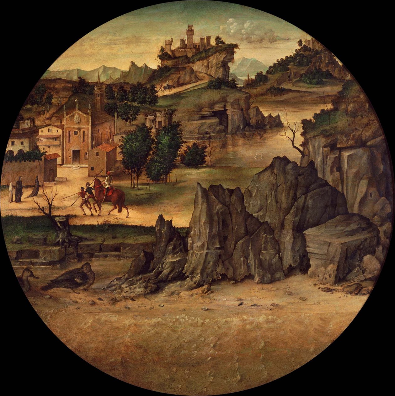 Landskap med slott, slutten av 1400-tallet. av Bartolomeo Montagna