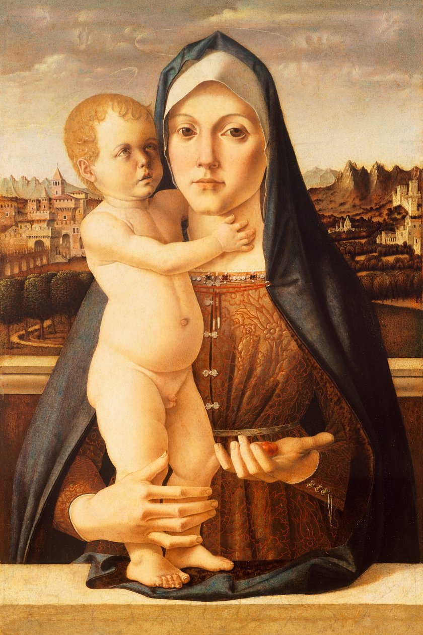 Madonna og barn, av Bartolomeo Montagna (ca 1450-1523), 60x42 cm av Bartolomeo Montagna