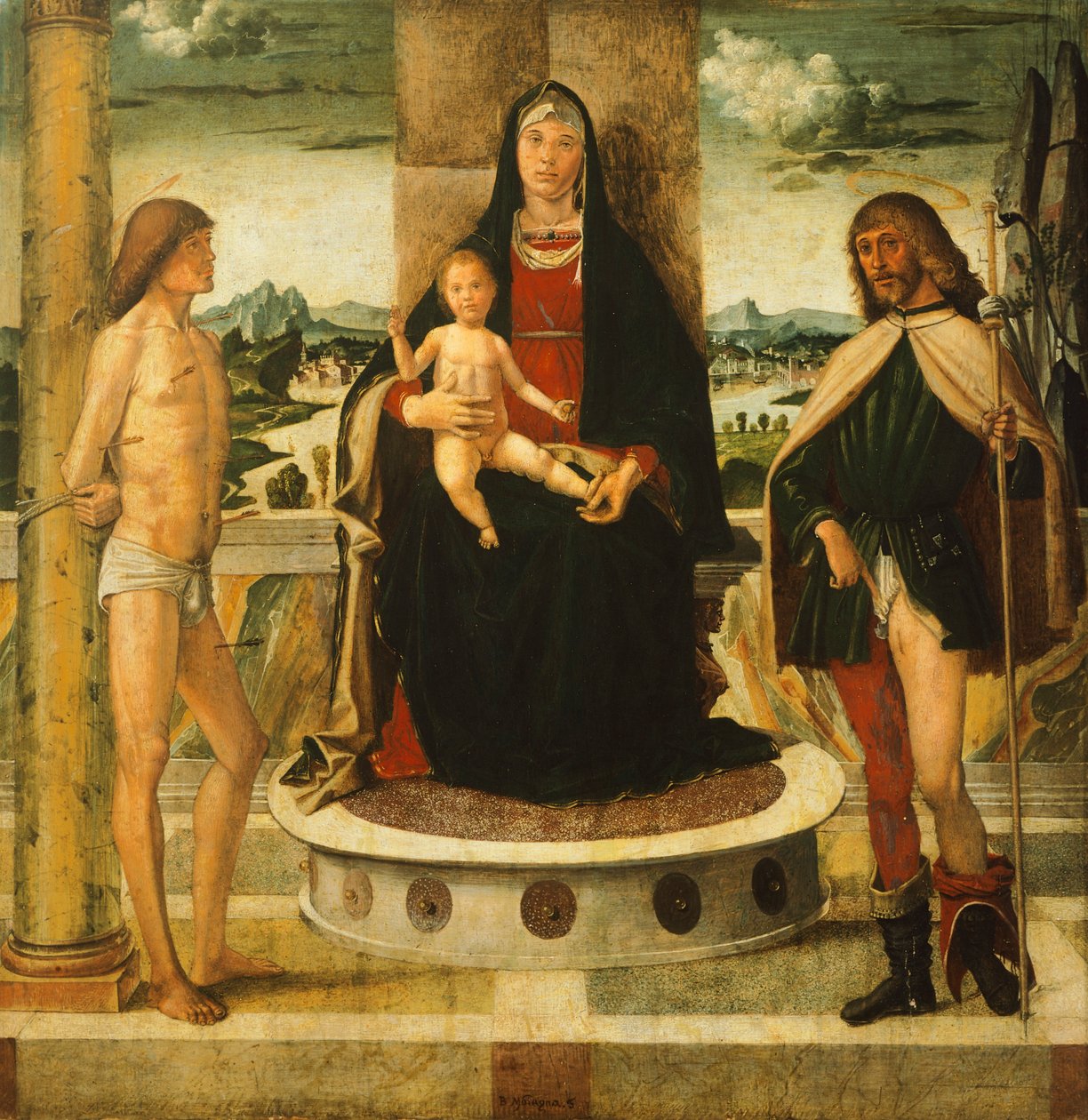 Madonna med barn og hellige, av Bartolomeo Montagna (cirka 1450-1523) av Bartolomeo Montagna