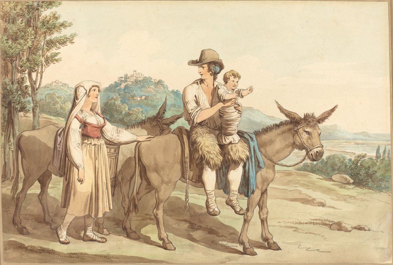 En bondefamilie og to esler av Bartolomeo Pinelli