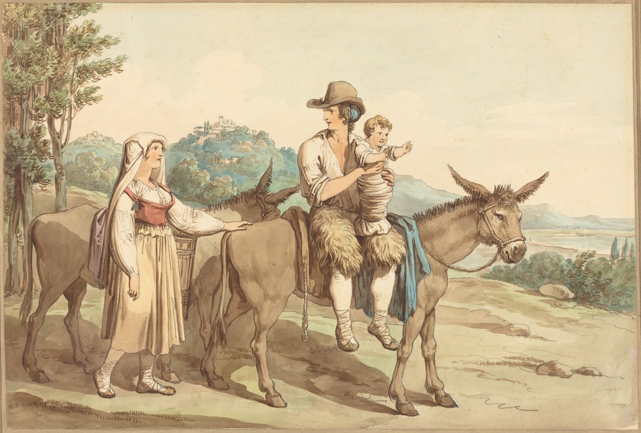 En bondefamilie og to esler av Bartolomeo Pinelli