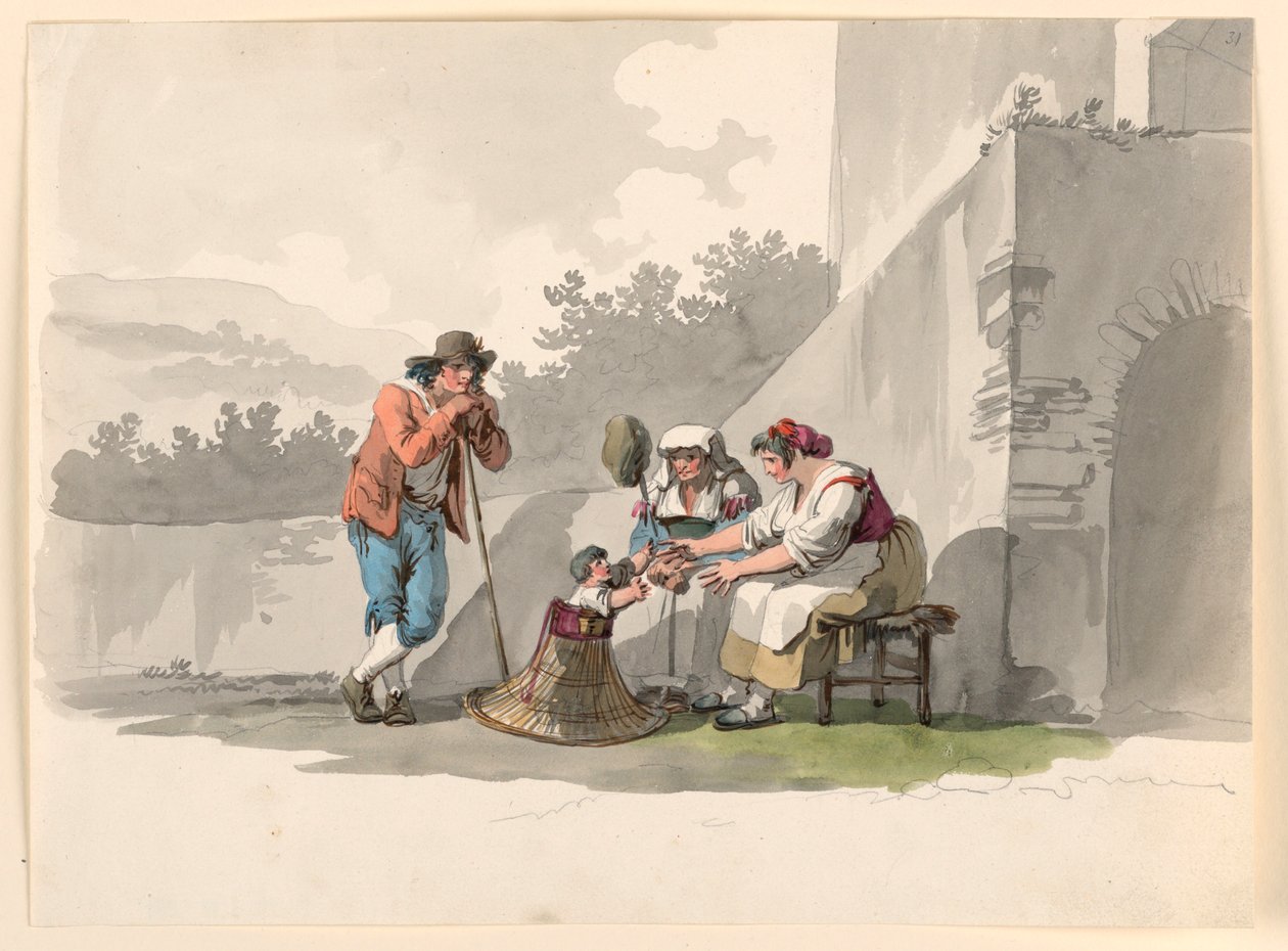 En bondefamilie i Campagna av Bartolomeo Pinelli