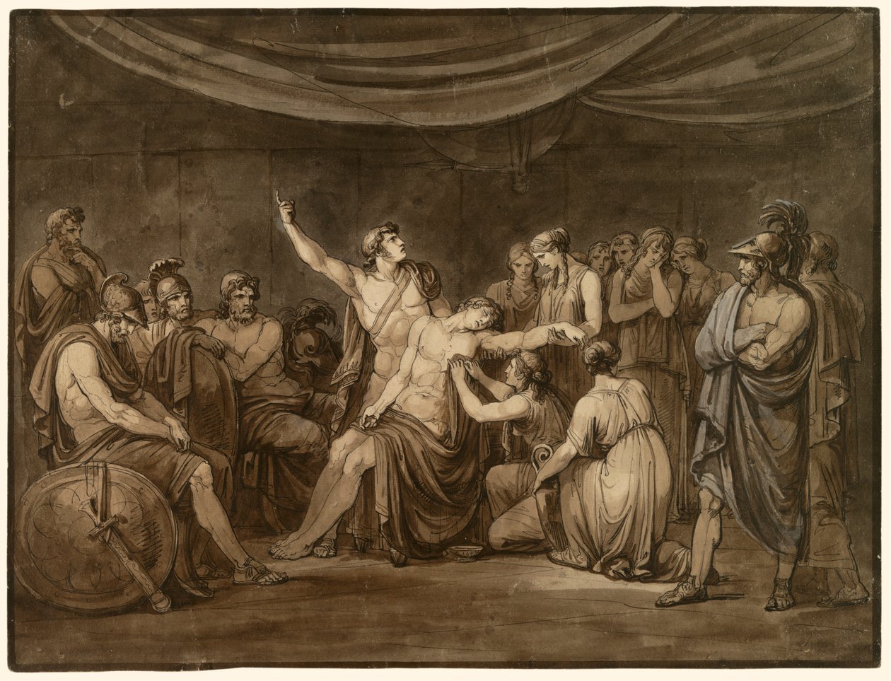 Achilles sverger en ed på å hevne den døde Patroclus, drept av Hector av Bartolomeo Pinelli