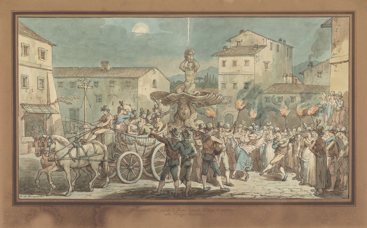 Berninis Tritonfontene, illustrasjon til Romerske drakter og skikker av Bartolomeo Pinelli