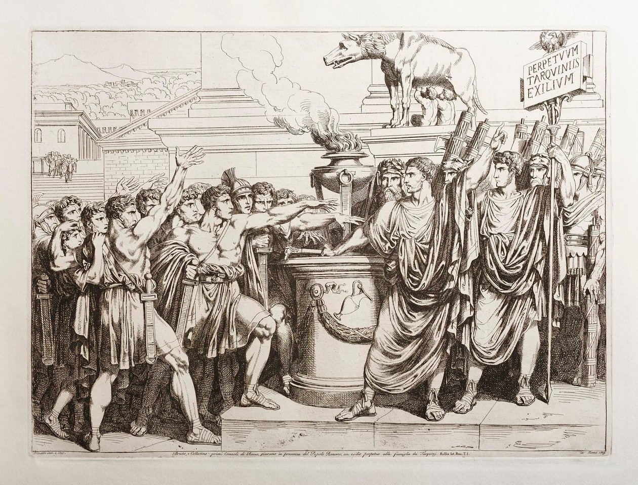 Brutus og Collatinus sverger å fordrive tarquinierne av Bartolomeo Pinelli