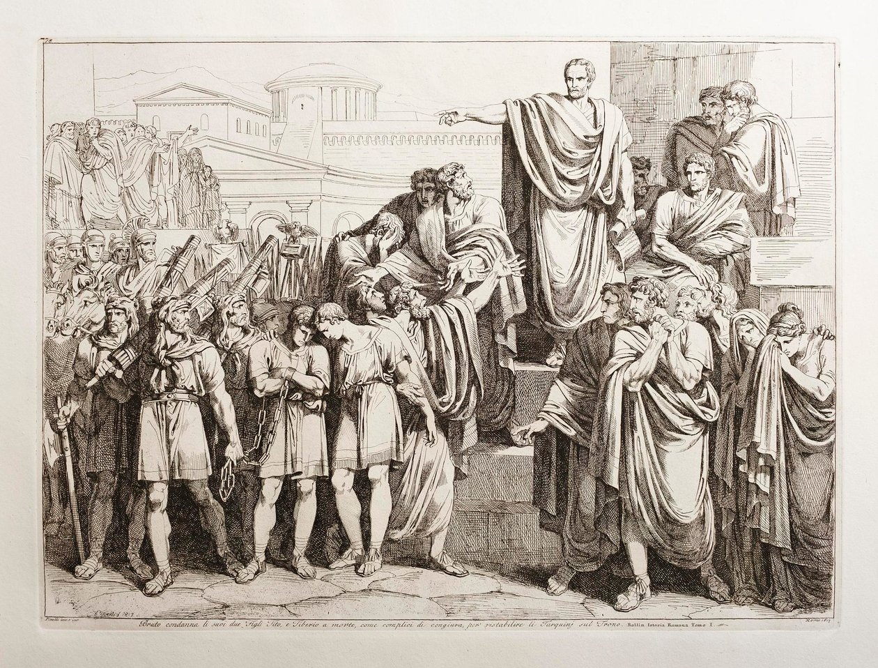 Brutus dømmer sine to sønner, Titus og Tiberius, til døden av Bartolomeo Pinelli