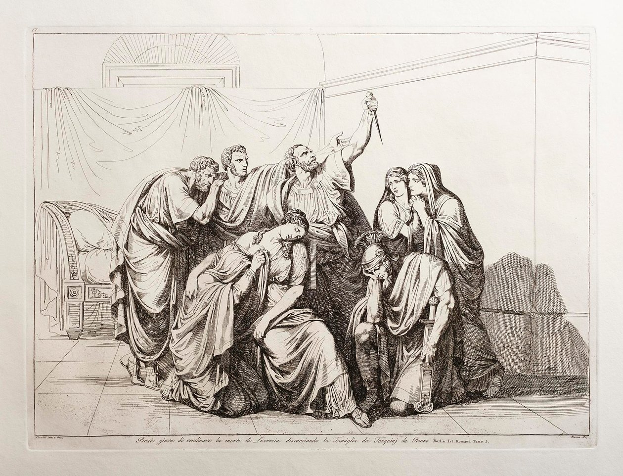 Brutus sverger å hevne Lucretias død og fordømmer Tarquinius-familien fra Roma av Bartolomeo Pinelli