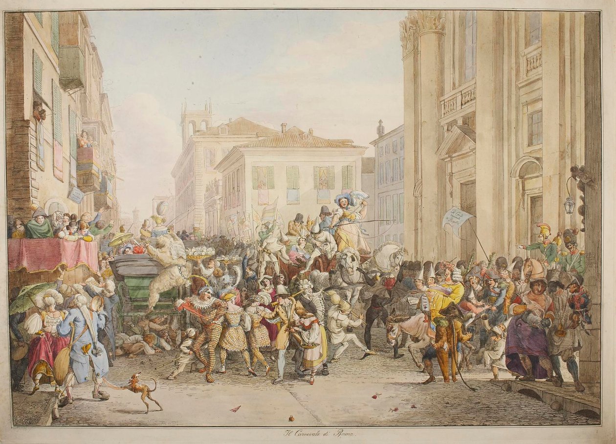 Karnevalet i Roma av Bartolomeo Pinelli