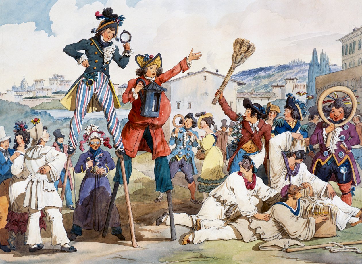Karneval i Roma, av Bartolomeo Pinelli (1781-1835), Italia av Bartolomeo Pinelli